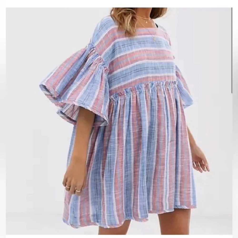 Free People Summer Nights Striped Cotton Tunic size XS